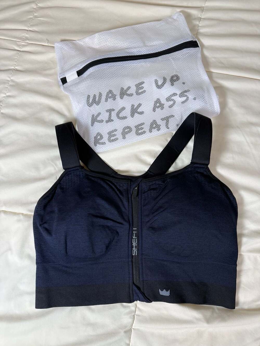 SHEFIT Supportive Sports Bra in Heathered Indigo, Size 3Luxe